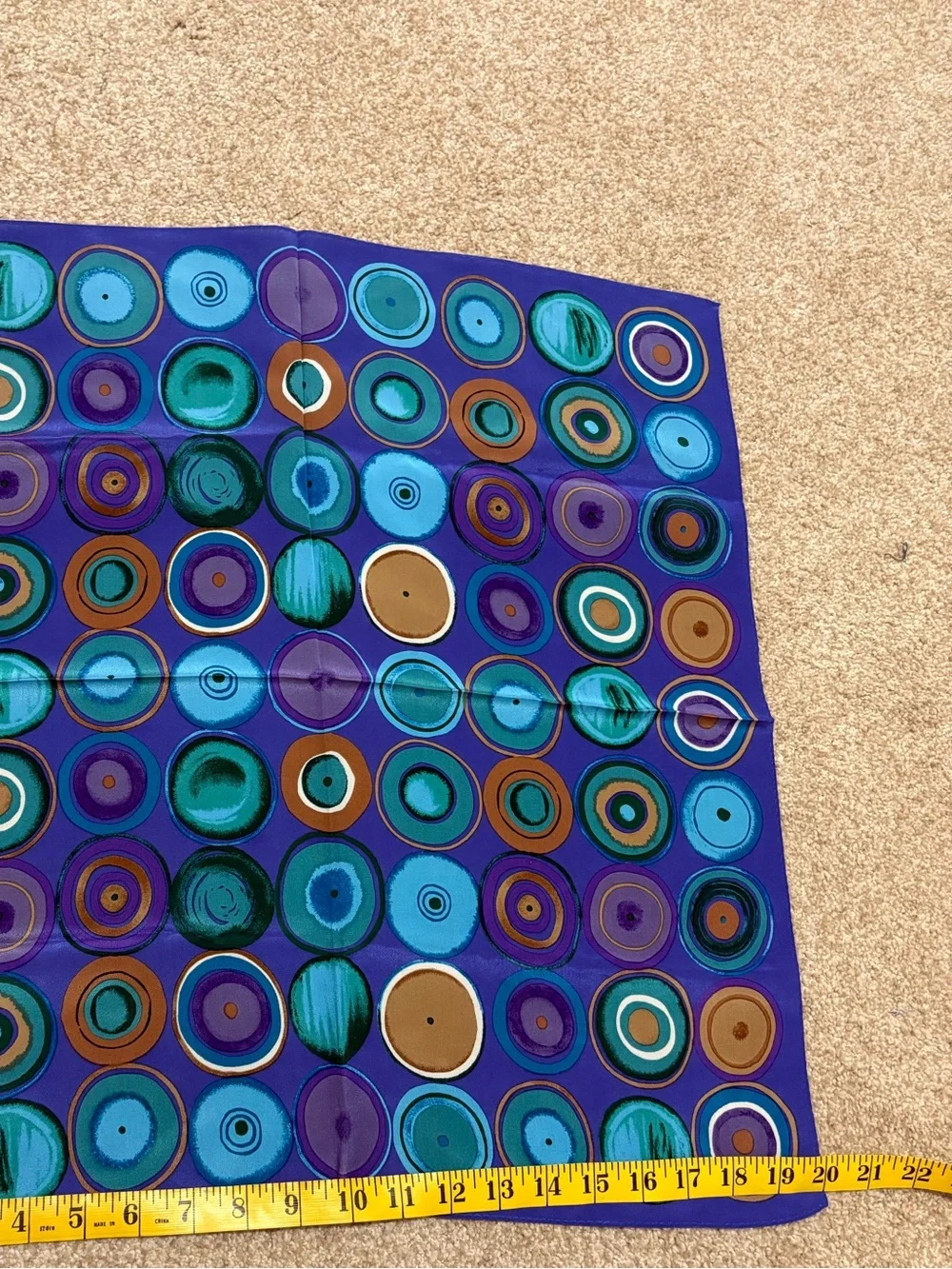 Echo Geometric Abstract Vintage Scarf Blue/Square Wearable Art Color